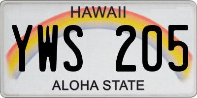 HI license plate YWS205