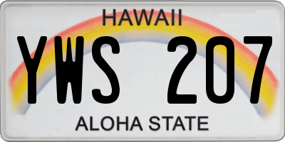 HI license plate YWS207