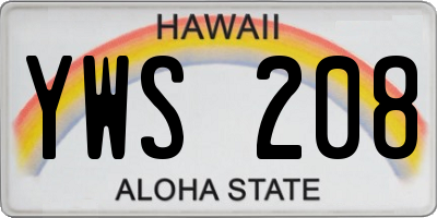 HI license plate YWS208