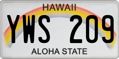 HI license plate YWS209
