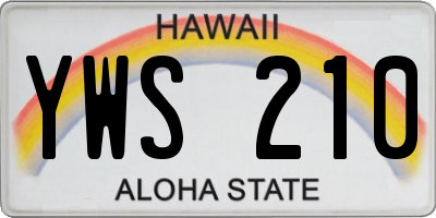 HI license plate YWS210