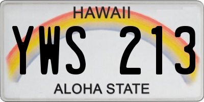 HI license plate YWS213
