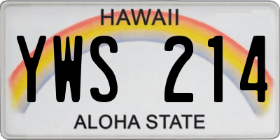HI license plate YWS214