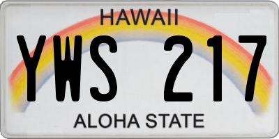 HI license plate YWS217
