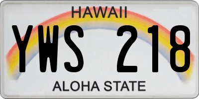 HI license plate YWS218