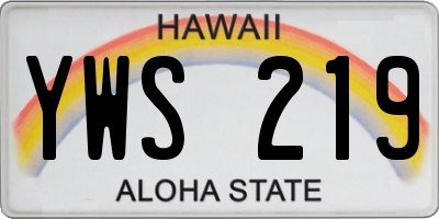 HI license plate YWS219
