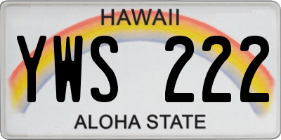 HI license plate YWS222