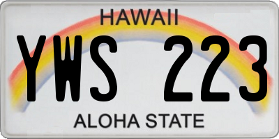 HI license plate YWS223