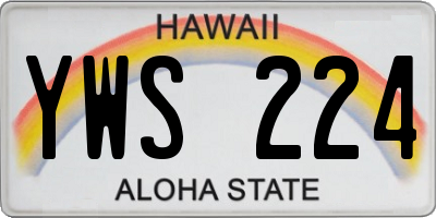 HI license plate YWS224