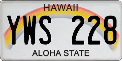 HI license plate YWS228