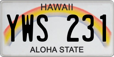 HI license plate YWS231