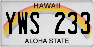 HI license plate YWS233