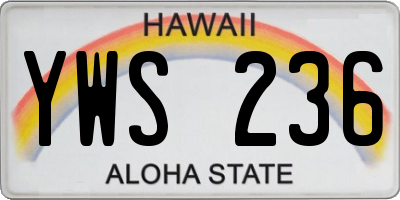 HI license plate YWS236