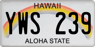 HI license plate YWS239