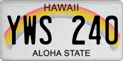 HI license plate YWS240