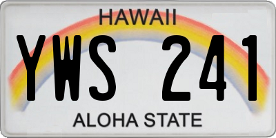 HI license plate YWS241