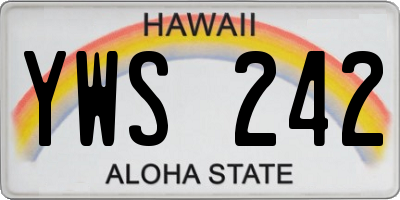 HI license plate YWS242