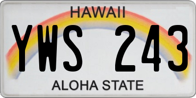 HI license plate YWS243