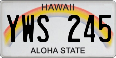 HI license plate YWS245