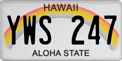 HI license plate YWS247
