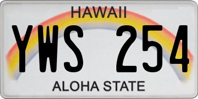 HI license plate YWS254