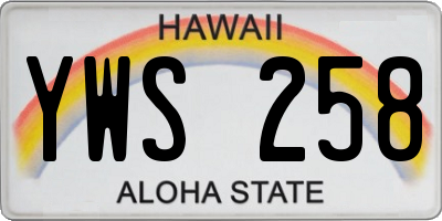 HI license plate YWS258