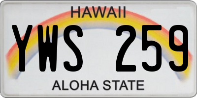 HI license plate YWS259