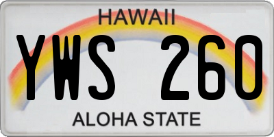 HI license plate YWS260