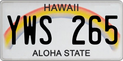 HI license plate YWS265