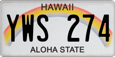 HI license plate YWS274