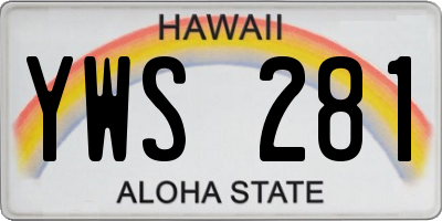 HI license plate YWS281