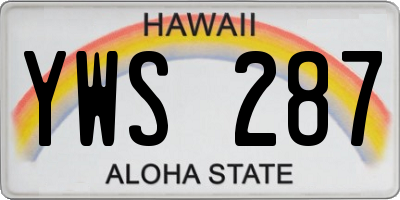 HI license plate YWS287