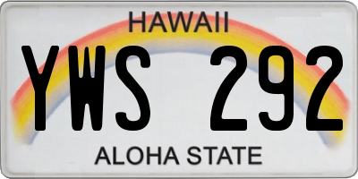 HI license plate YWS292