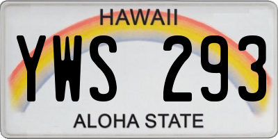 HI license plate YWS293