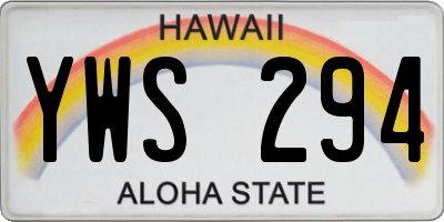 HI license plate YWS294