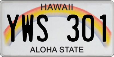 HI license plate YWS301