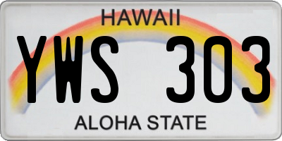 HI license plate YWS303