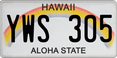 HI license plate YWS305