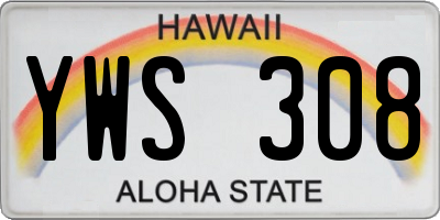 HI license plate YWS308