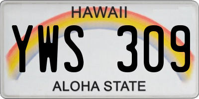 HI license plate YWS309