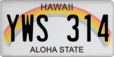 HI license plate YWS314