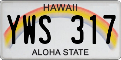 HI license plate YWS317