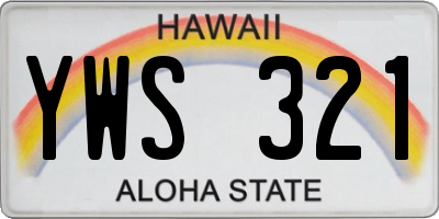 HI license plate YWS321
