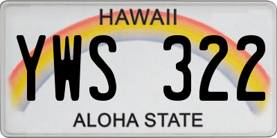 HI license plate YWS322