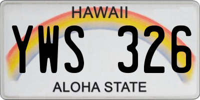 HI license plate YWS326