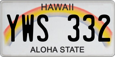 HI license plate YWS332