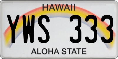HI license plate YWS333