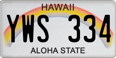 HI license plate YWS334