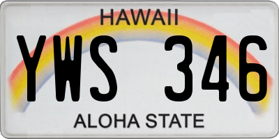 HI license plate YWS346