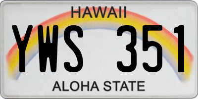 HI license plate YWS351